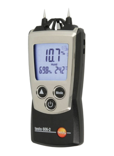 Hygromètre numérique Testo 606-2 pour le contrôle de l'humidité du bois et des structures de bâtiment.